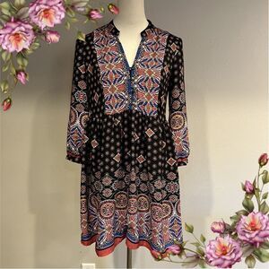 Bebop bohemian western style long sleeve a-line dress size Small
